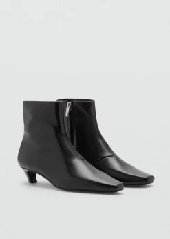 MANGO Buty|Akcesoria Skórzane*Botki skórzane na obcasie kitten
