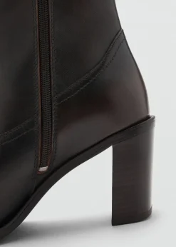 MANGO Buty*Botki skórzane na obcasie klockowym