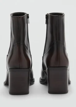 MANGO Buty*Botki skórzane na obcasie klockowym