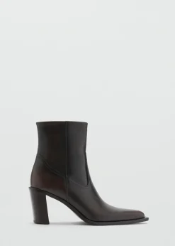 MANGO Buty*Botki skórzane na obcasie klockowym