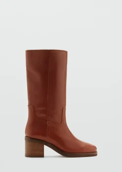 MANGO Buty|Akcesoria Skórzane*Botki skórzane na obcasie klockowym