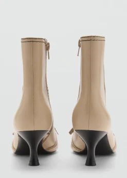 MANGO Buty|Akcesoria Skórzane*Botki skórzane z dekoracyjnymi szwami i kokardką