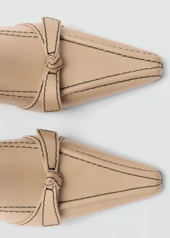 MANGO Buty|Akcesoria Skórzane*Botki skórzane z dekoracyjnymi szwami i kokardką