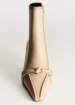 MANGO Buty|Akcesoria Skórzane*Botki skórzane z dekoracyjnymi szwami i kokardką