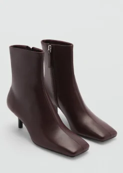 MANGO Buty|Akcesoria Skórzane*Botki skórzane z kwadratowym noskiem