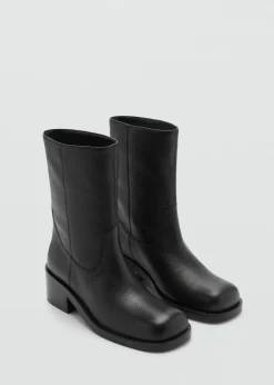 MANGO Buty|Akcesoria Skórzane*Botki skórzane z kwadratowym noskiem
