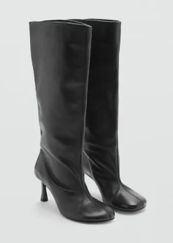 MANGO Buty*Botki skórzane z okrągłym noskiem