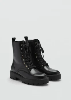 MANGO Buty|Akcesoria Skórzane*Botki sznurowane ze skóry