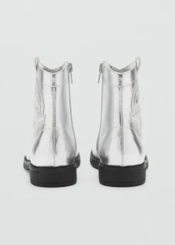 Dzieci MANGO Buty*Botki w metalicznym kolorze zapinane na suwak
