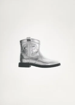 Dzieci MANGO Buty*Botki w metalicznym kolorze zapinane na suwak