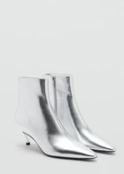 MANGO Buty*Botki w metalicznym kolorze ze spiczastym noskiem