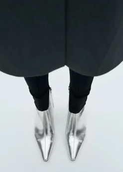 MANGO Buty*Botki w metalicznym kolorze ze spiczastym noskiem