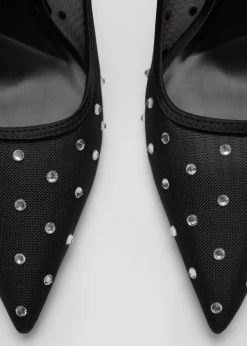 MANGO Buty*Buty na obcasie z siateczki z kryształkami