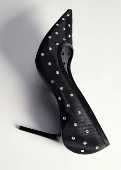 MANGO Buty*Buty na obcasie z siateczki z kryształkami