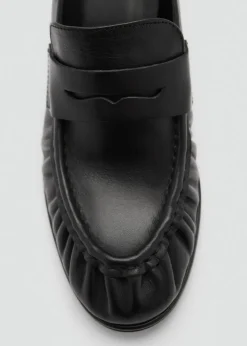 MANGO Buty|Akcesoria Skórzane*Buty skórzane na obcasie z marszczeniem