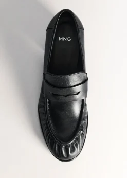 MANGO Buty|Akcesoria Skórzane*Buty skórzane na obcasie z marszczeniem