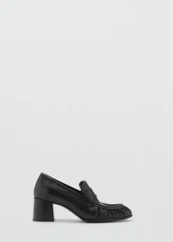 MANGO Buty|Akcesoria Skórzane*Buty skórzane na obcasie z marszczeniem