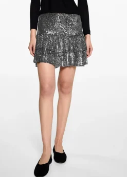 MANGO Spódnice*Cekinowa spódnica z falbankami