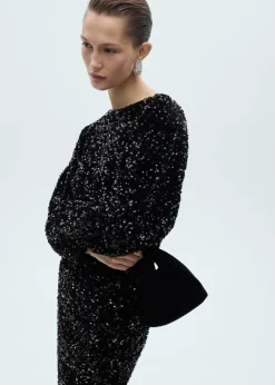 MANGO Sukienki I Kombinezony*Cekinowa sukienka z bufiastymi rękawami