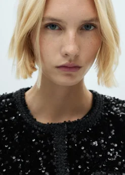 MANGO Kurtki*Cekinowy żakiet z kieszeniami