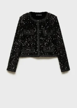 MANGO Kurtki*Cekinowy żakiet z kieszeniami