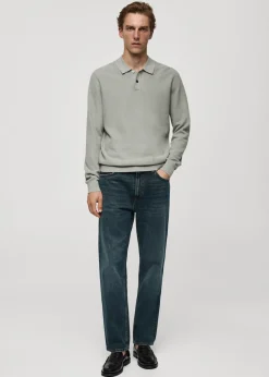 MANGO Dżinsy*Ciemne jeansy straight fit z efektem zużycia