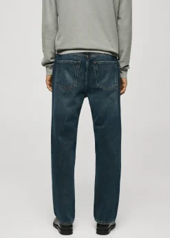 MANGO Dżinsy*Ciemne jeansy straight fit z efektem zużycia