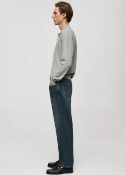 MANGO Dżinsy*Ciemne jeansy straight fit z efektem zużycia