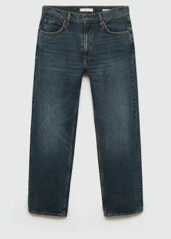 MANGO Dżinsy*Ciemne jeansy straight fit z efektem zużycia