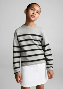 Dzieci MANGO Swetry I Kardigany*Ściągaczowy sweter w pasy
