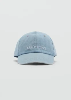 MANGO Więcej Akcesoriów*Czapka dżinsowa z napisem