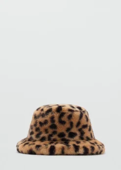 MANGO Czapki I Rękawiczki*Czapka typu bucket w lamparcie cętki