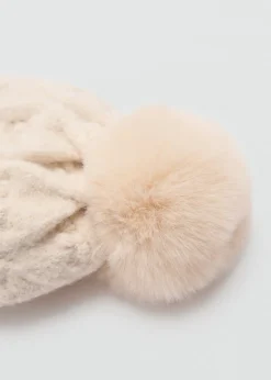 Dzieci MANGO Szaliki I Czapki*Czapka z plecionej dzianiny z pomponem