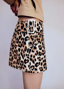 MANGO Spódnice*Dżinsowa minispódniczka w lamparcie cętki