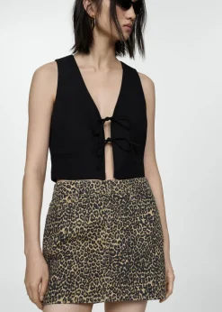 MANGO Spódnice*Dżinsowa minispódniczka w lamparcie cętki