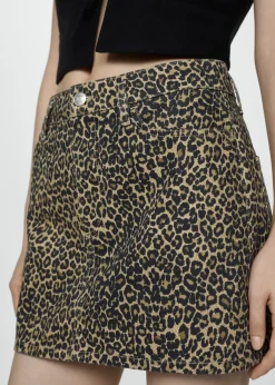 MANGO Spódnice*Dżinsowa minispódniczka w lamparcie cętki