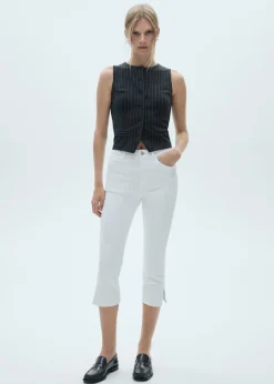 MANGO Dżinsy*Dżinsy capri z rozcięciem z boku
