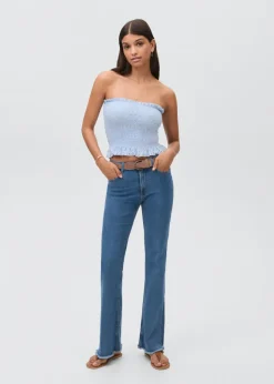 MANGO Dżinsy*Dżinsy flare z postrzępionym dołem