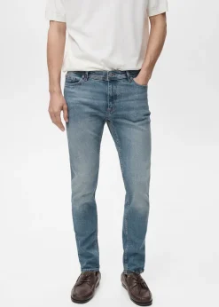 MANGO Dżinsy*Dżinsy Jan slim fit w kolorze średnim niebieskim z efektem znoszenia