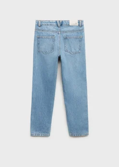 Dzieci MANGO Dżinsy*Dżinsy mom fit z ozdobnymi rozdarciami