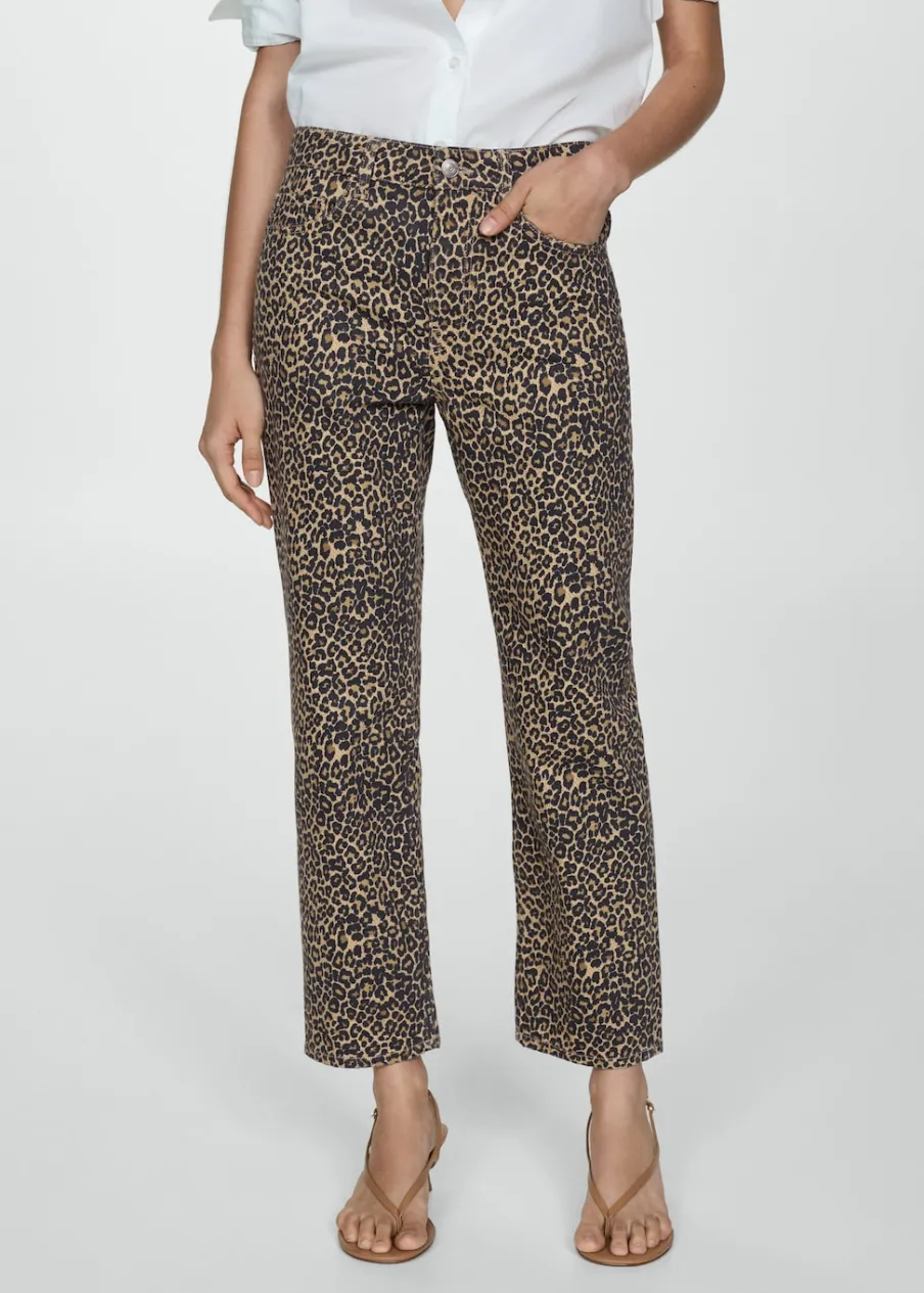 MANGO Dżinsy*Dżinsy o prostym kroju w lamparcie cętki