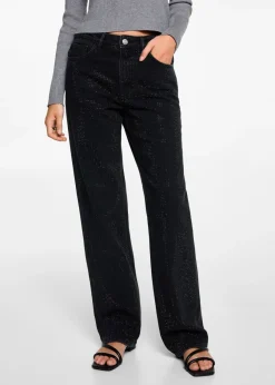 MANGO Dżinsy*Dżinsy o prostym kroju ze strasem