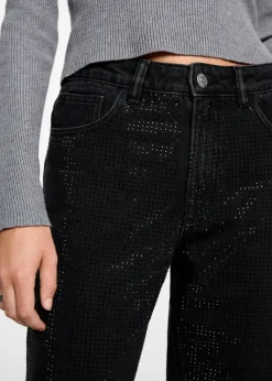 MANGO Dżinsy*Dżinsy o prostym kroju ze strasem