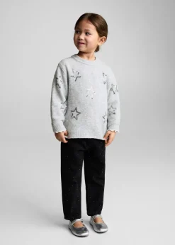 Dzieci MANGO Dżinsy*Dżinsy paperbag z błyszczącymi aplikacjami