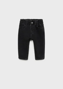 Dzieci MANGO Dżinsy*Dżinsy paperbag z błyszczącymi aplikacjami