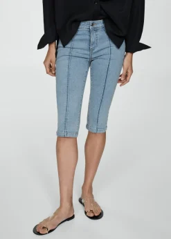 MANGO Dżinsy*Dżinsy slim capri z dekoracyjnymi szwami