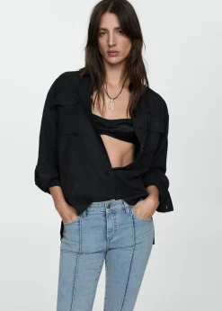 MANGO Dżinsy*Dżinsy slim capri z dekoracyjnymi szwami