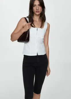 MANGO Dżinsy*Dżinsy slim capri z dekoracyjnymi szwami