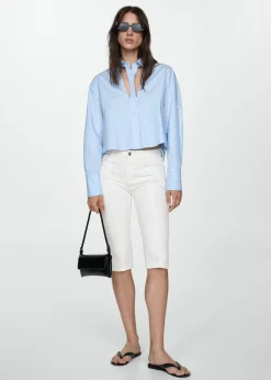 MANGO Dżinsy*Dżinsy slim capri z dekoracyjnymi szwami