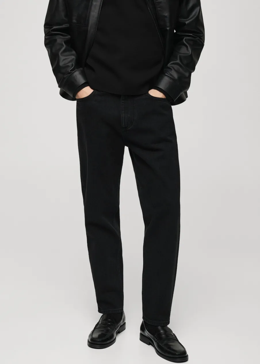 MANGO Spodnie|Dżinsy*Dżinsy tapered-fit czarne